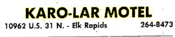 Karo-Lar Motel (Elk Rapids Lakeshore Inn) - Jul 1955 Listing With Address